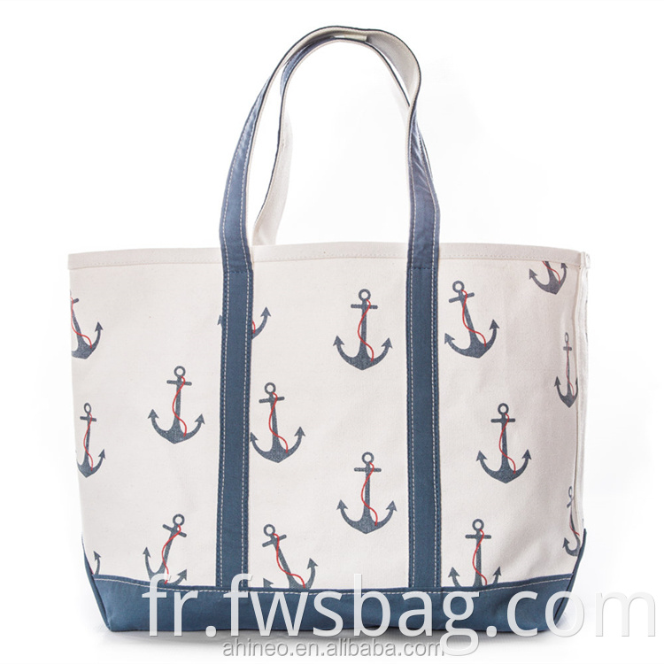 Taille de taille standard personnalisée Two-Tone Eco Friendly Natural Beach Canvas Tote Sac avec imprimé personnalisé